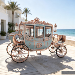 Calèche royale sculptée à la main, élégante, style ouvert, accessoire de photographie extérieure, transport pour mariage - Product Image 1