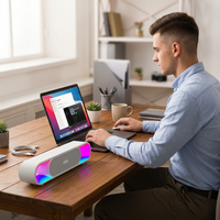 Haut-parleur audio portable personnalisé 16W avec logo, mini barre de son sans fil pour ordinateur portable, petite taille, basses puissantes, barre de son avec lecture USB