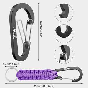 Porte-clés en paracorde tressé avec mousqueton en aluminium, cordon robuste pour hommes et femmes, randonnée, camping - Product Image 6