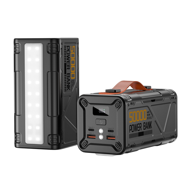 PD35 50000mah Capacity Small Size LED Light 22.5W Super Fast Charging Power Bank with 5 USB Ports Outdoor Container Design