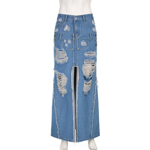 Y406023 Nouvelle <span class=keywords><strong>Jupe</strong></span> Longue <span class=keywords><strong>en</strong></span> <span class=keywords><strong>Jean</strong></span> d'Été pour Femme, Vintage, <span class=keywords><strong>Taille</strong></span> <span class=keywords><strong>Haute</strong></span>, Coupe Droite, Grande <span class=keywords><strong>Jupe</strong></span> <span class=keywords><strong>Crayon</strong></span> Trapèze - Product Image 2