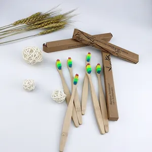 2021 hot sale wholesale price private custom logo label original ecological rainbow brush head bamboo toothbrush