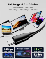 Kabel Data pengisian daya cepat, kabel Data pengisian daya Cepat 27W 65W, paduan seng kepang nilon 4 in 1 warna hitam/kuning 1.5M untuk iphone