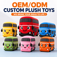 Fabricant de jouets en peluche personnalisés en forme de bus rouge à deux étages, OEM ODM, vente en gros, animaux en peluche doux, mascotte, cadeau, logo Fidelity