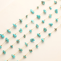 Chaînes en acier inoxydable doré avec perles de turquoise naturelle irrégulière en gros pour la fabrication de bijoux et bracelets DIY
