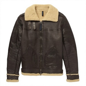 Chaqueta Bomber Casual de Piel de Oveja para Hombre, Chaqueta de Cuero Genuino para Invierno, Estilo Sherpa, Anti-UV, Ropa de Calle Clásica, Elegante y Transpirable - Product Image 1