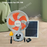 Ventilateur de table solaire multifonction CR108, 12 pouces, 15W, 9 vitesses, batterie 12000mAh, haut-parleur Bluetooth, lumière LED, minuterie pour le camping, le bureau