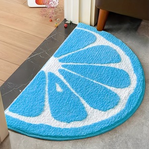 Semicircle Lemon Fruit Design Plush Water Absorbent Bathroom Mat Non Slip Indoor Bedroom Entrance Doormat Wholesale - Product Image 5