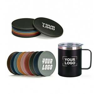 Wholesale Cup Mat Restaurant Hotel Coasters Coffee Shop Souvenir <b>Gifts</b> PU Leather Business Drink Coasters with Custom Logo - Product Image 1