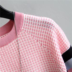 Blusas Mujer De <span class=keywords><strong>Moda</strong></span> 2023 New Vintage Ladies <span class=keywords><strong>top</strong></span> camicetta estiva a righe rosa elasticità manica corta camicetta donna blu - Product Image 6