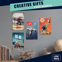 Autocollants muraux en métal de qualité supérieure, plaques décoratives vintage en étain, décorations murales rétro d'avions pour la maison et la cave des hommes, affiches métalliques en gros