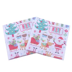 Food-grade Merry Christmas Pattern Decorative Printed Paper Napkin Tissue For Christmas Party Decoration 33*33cm