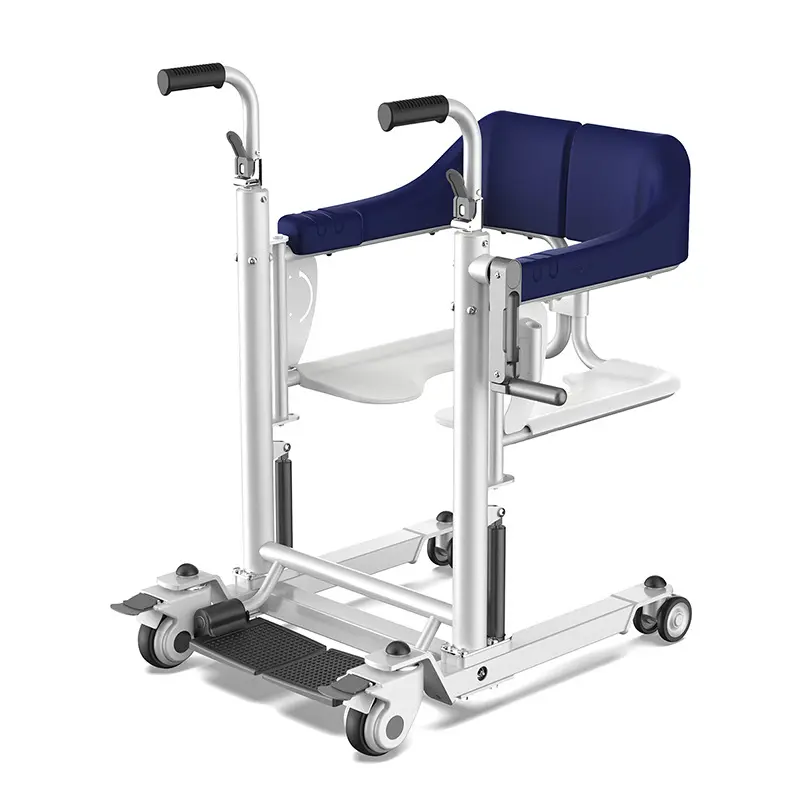 Fabrika fiyat handikap yaşlı hasta taşıyıcı araba ve duş için tekerlek ve tekerlek ile transfer asansör sandalye