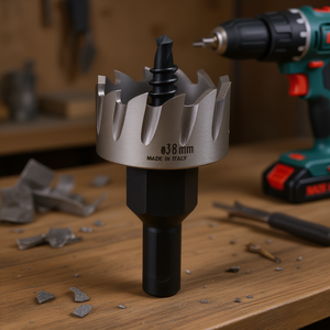 Sierra perforadora HSS de 38 mm, fabricada en Italia, para taladrar madera y metal. - Product Image 3