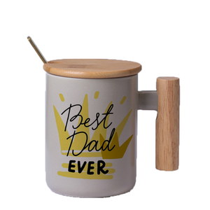 Beneluck bán buôn biểu tượng tùy chỉnh Cốc gốm với tay cầm bằng gỗ thiết kế sáng tạo Cốc gốm với nắp muỗng nóng và lạnh đồ uống cốc - Product Image 6