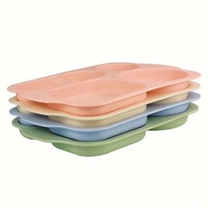 Assiette colorée en 6 pièces pour adultes, biodégradable, compatible micro-ondes, réutilisable, ensemble de vaisselle incassable en paille de blé en 6 pièces - Product Image 4
