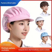 工厂车间编织透气工作帽餐饮厨房厨师帽服务员卫生食品级男女通用烘焙防尘帽