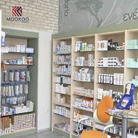 Meubles d'intérieur de pharmacie de qualité supérieure, personnalisés et modernes, avec un design gratuit, vitrine de pharmacie en métal/bois
