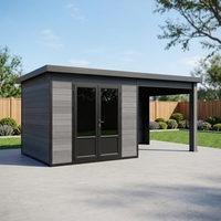 Abri de jardin mobile moderne en bois composite WPC EASYGREEN série D, robuste, avec vitres anti-effraction, garantie 5 ans