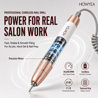 HOWYEA Professioneller Kabelloser Nagelfräser 30000RPM Bürstenloser Motor Wiederaufladbarer Elektrischer Maniküre-Pediküre-Feiler Salon-Set