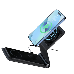 Cargador Inalámbrico Magnético Plegable <span class=keywords><strong>3</strong></span> en 1 Personalizado OEM con Colores de Tela Personalizables para el Mercado Global - Product Image 1