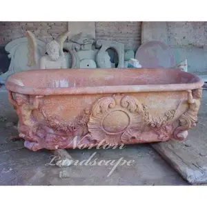 Baignoire sculptée à la main en pierre rose, offre spéciale, de haute qualité, en pierre rose, pas cher