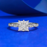 S925 argent bijoux fins 6*6mm blanc princesse coupe européenne américaine à la mode quotidienne mode carré anneau cadeau parfait pour coeur