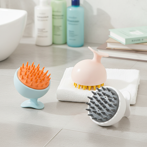 Silicone Soft Head Hair Washing <b>Brush</b> with Plastic Handle Portable Hair Washing Massage <b>Brush</b> <b>Scalp</b> Cleaning Anti-Itch <b>Brush</b> - Product Image 4