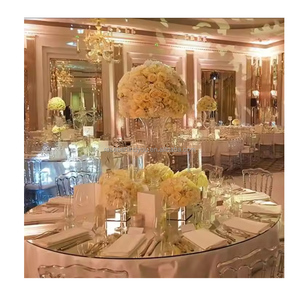 Plateau de table rond en acrylique miroir sur mesure de 60 à 72 pouces pour centre de table de mariage ou de fête - Product Image 2
