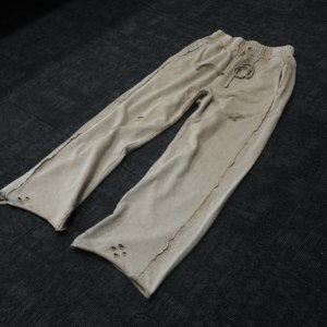 Pantalon de survêtement ample en coton French Terry surdimensionné, style vintage, délavé et vieilli, pour hommes, vente en gros - Product Image 2