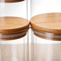 Contenants de stockage en verre écologiques multi-tailles pour épices, grains de café, noix, thé, biscuits, avec couvercles en bambou pour aliments