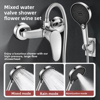 Robinet de douche monocommande en cuivre chromé avec kit de pommeau de douche chaud et froid pour baignoire