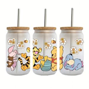 Venta al por mayor personalizado UVDTF Cup Wraps 16oz 20oz 24oz dibujos animados transferencia Logo pegatina impermeable lavable UV para DTF vidrio vaso envoltura - Product Image 3