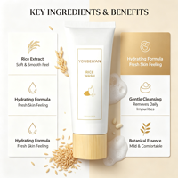 Crème Nettoyante Visage au Riz Bio Naturel – Nettoyage en Profondeur, Apaise, Hydrate, Anti-Acné, Exfoliante – Format Voyage pour Tous