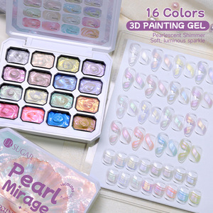 Gel de peinture pour ongles nacré à 16 compartiments, effet soie dégradé, gel de nail art scintillant, vernis à ongles miroir rêveur pour salon et maison - Product Image 3