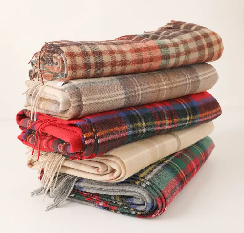 Hoàn toàn tùy chỉnh len khăn quàng cổ chăn nhà điều hòa không khí chăn bọc bufandas sọc mô hình tua khăn quàng cổ khăn choàng