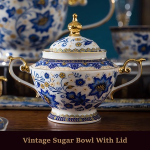 Bone China Tea Set of 6 Blue and White Porcelain Cup and Saucer Vintage <b>Floral</b> Tea Sets Teapot for Tea Party or Gift Giving - Product Image 4