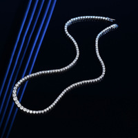 Collier Chaîne Tennis en Moissanite Taille Graduée 0.5ct 5mm avec Argent Sterling 925 Véritable, Longueur 15"-24", Polyvalent pour Femmes