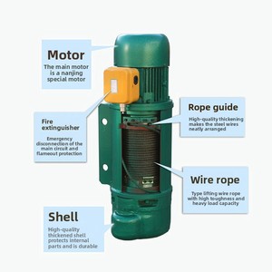 Palans électriques à câble simple/double vitesse CD/MD, machine de levage pour chantier, grue avec télécommande filaire vert/jaune - Product Image 1