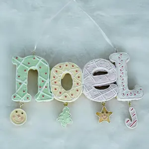 Ornamenti per l'albero di natale Noel Gingerbread ornament resina artigianato dipinto a mano ciondolo lettera decorazioni natalizie appese