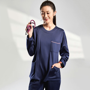 Bestin mượt dài tay áo phẫu thuật bộ đồng phục unisex hiệu suất tẩy tế bào chết đồng phục bộ Polyester Crew-neck quần áo Điều Dưỡng - Product Image 3