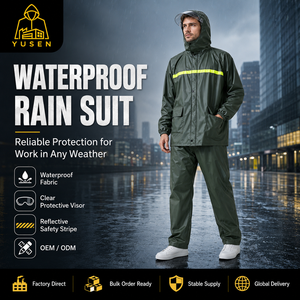 Traje Impermeable <span class=keywords><strong>Reflectante</strong></span> con Pantalones y Chaqueta para Tráfico, Salud, Patrulla, Montañismo, Estilo Capa, Impermeable y Dividido - Product Image 1
