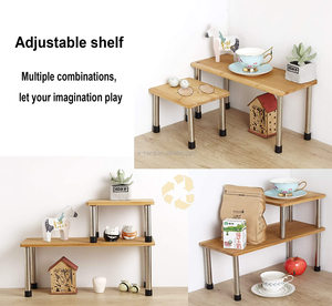 OEM Corner <strong>Shelf</strong> 2 Tier Storage <strong>Shelves</strong> Bamboo Adjustable Spice Rack Riser Standing <strong>Counter</strong> <strong>Top</strong> Cabinet Display <strong>Shelf</strong> - Product Image 5