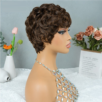 Perruque Courte Pixie en Cheveux Humains Remy, Faite à la Machine, Effet Cuir Chevelu Nu, Antidérapante, Vente en Gros Direct Usine