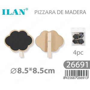 Lavagna in legno ILAN con clip 8,5x8,5 cm a forma di nuvola per artigianato e decorazioni - Product Image 1