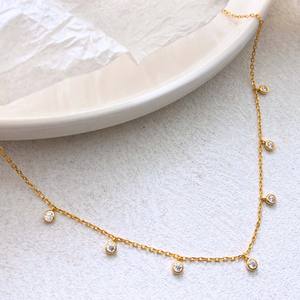 Collar de Moda de Lujo con Colgante de Circonita Blanca, Plata de Ley 925 Chapada en Oro, Gargantilla con Cadena para Clavícula - Product Image 3