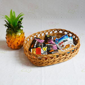 Cestino portaoggetti ovale intrecciato in <span class=keywords><strong>plastica</strong></span> fatto a mano cestino <span class=keywords><strong>per</strong></span> <span class=keywords><strong>pane</strong></span> in Rattan PP <span class=keywords><strong>per</strong></span> cibo da cucina Picnic <span class=keywords><strong>pane</strong></span> articoli vari - Product Image 4