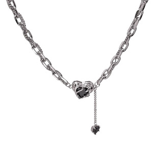 Dernier Hip Hop Punk Acier Inoxydable Cubique Lien Anniversaire Idée Coeur Pendentif Double Couche Article Chaîne Ras Du Cou pour Femmes Bijoux Cadeau - Product Image 1