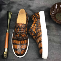 Top ventes, baskets de luxe en peau d'alligator pour hommes, styles de marche en cuir de crocodile personnalisables, chaussures plates décontractées pour hommes