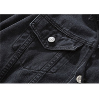 Swyicadeau — veste d'extérieur en Denim noire avec capuche, grande taille, tissu polaire, à la mode, faible quantité minimale de commande/MOQ/OEM